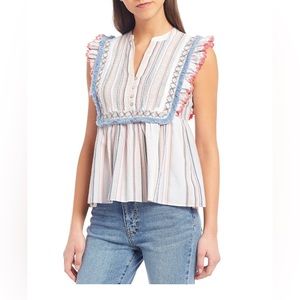 Ella Moss Women’s Natalie Babydoll Fringe Top Size M